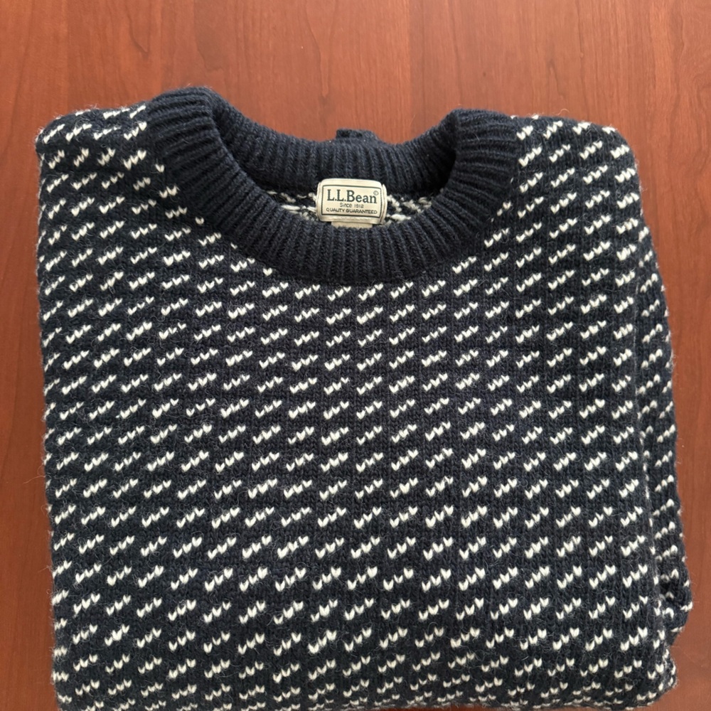 L.L. Bean Men's Bean's Classic Ragg Wool Sweater, Crewneck, Bird's-Eye (XL)